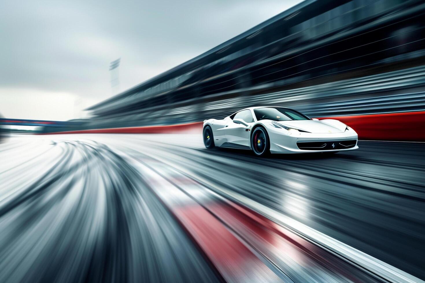 Sports car speeding down a race track. effect. background. Nature photo