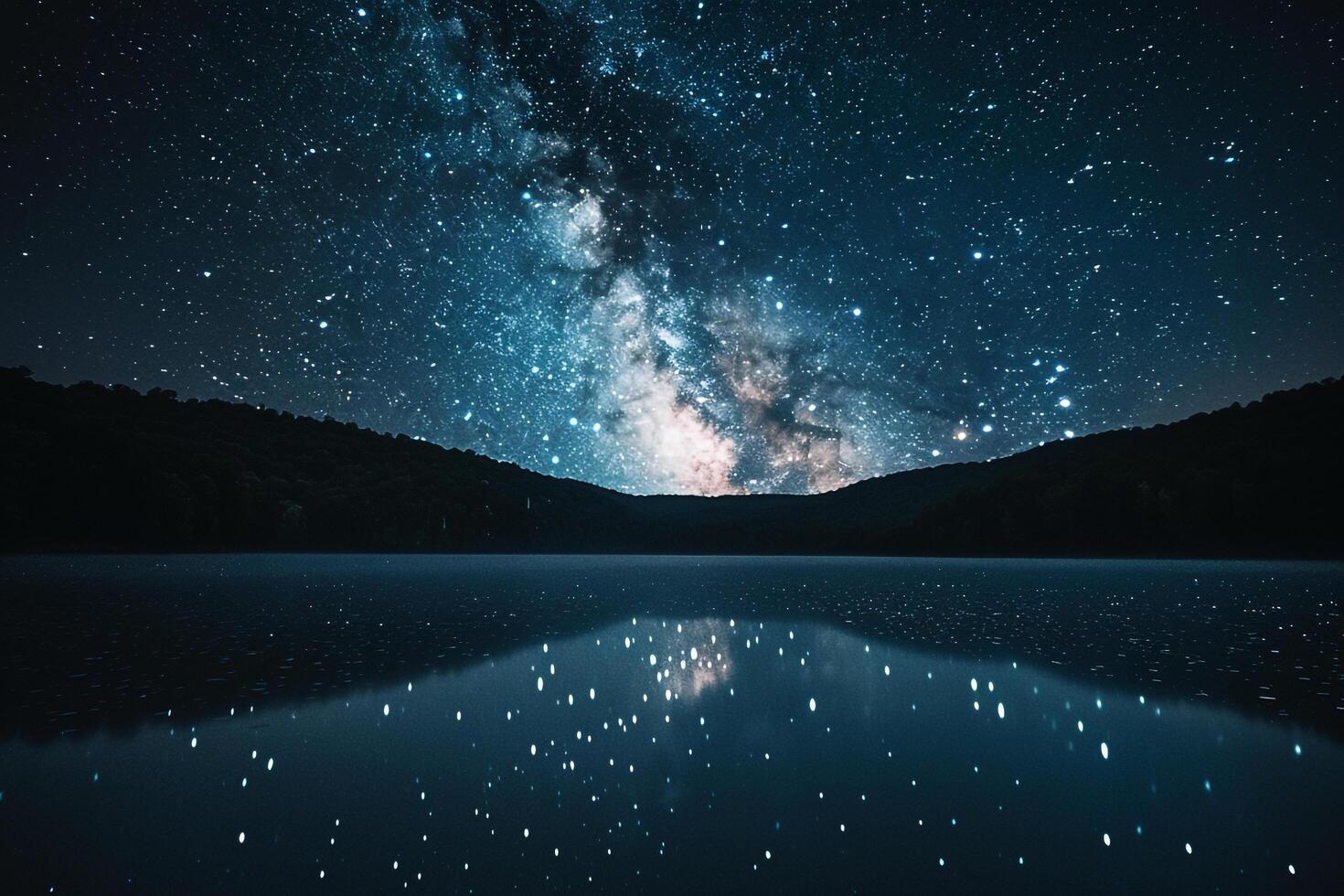 Milky Way galaxy over a tranquil lake. background. Nature photo