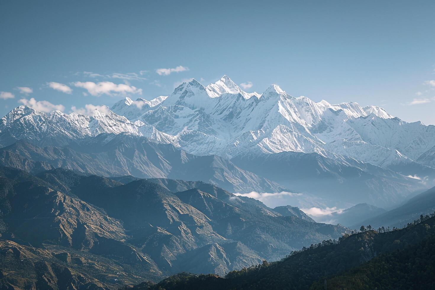 Expansive SnowCapped Mountain Range Background Nature photo