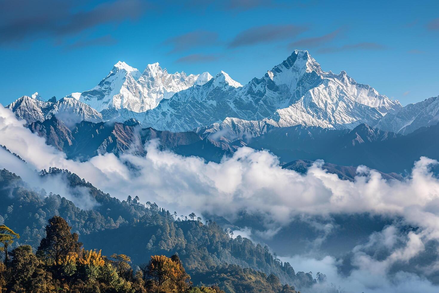 Panoramic SnowCapped Mountain Range Background Nature photo