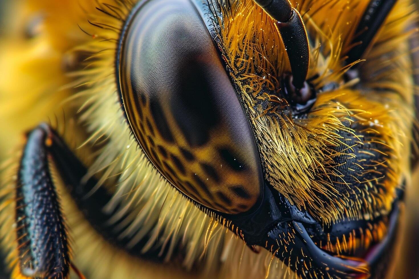 Nature Background of a Bees Compound Eye with Intricate Textures and Patterns in the Lenses Background Nature photo