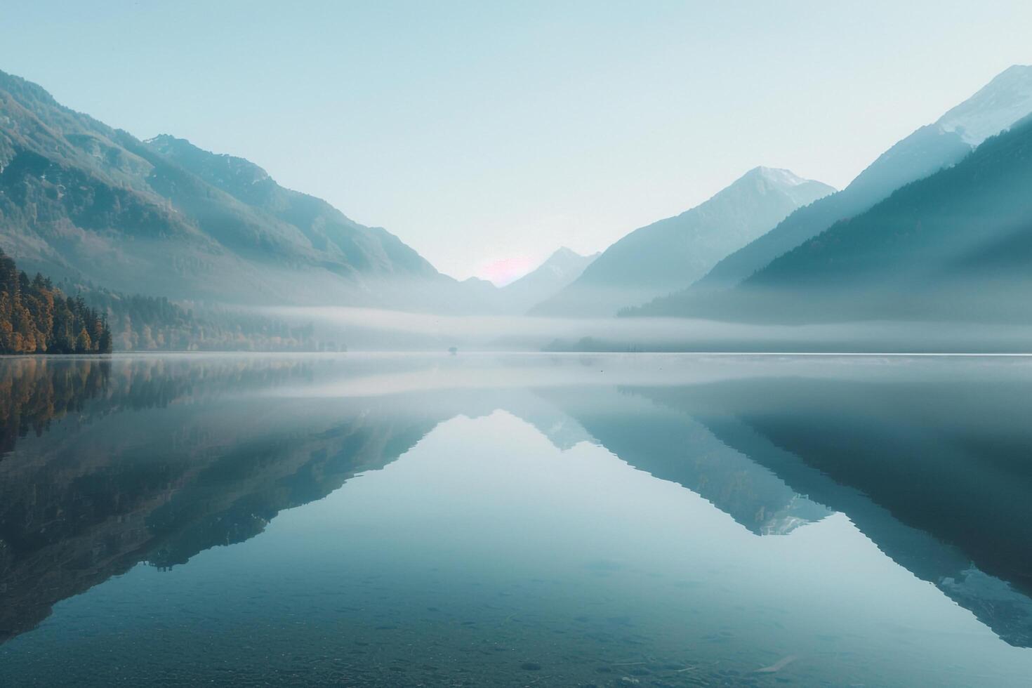 Reflection of Mountains in a Calm Lake Background Nature photo