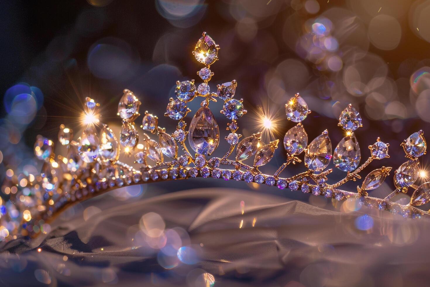 A Nature Background of a Tiara Adorned with Sparkling Gemstones photo