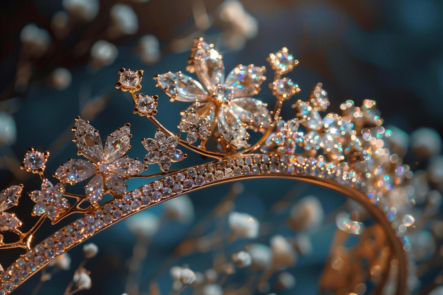 A Nature Background of a Tiara Adorned with Sparkling Gemstones photo