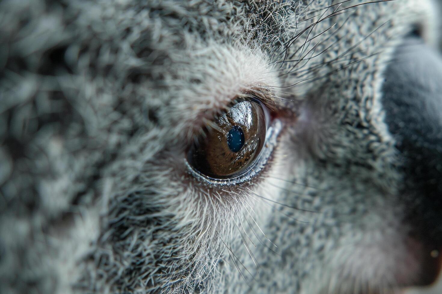 A Nature Background of a Koalas Eye with Soft Fur and a Gentle Contemplative Gaze photo