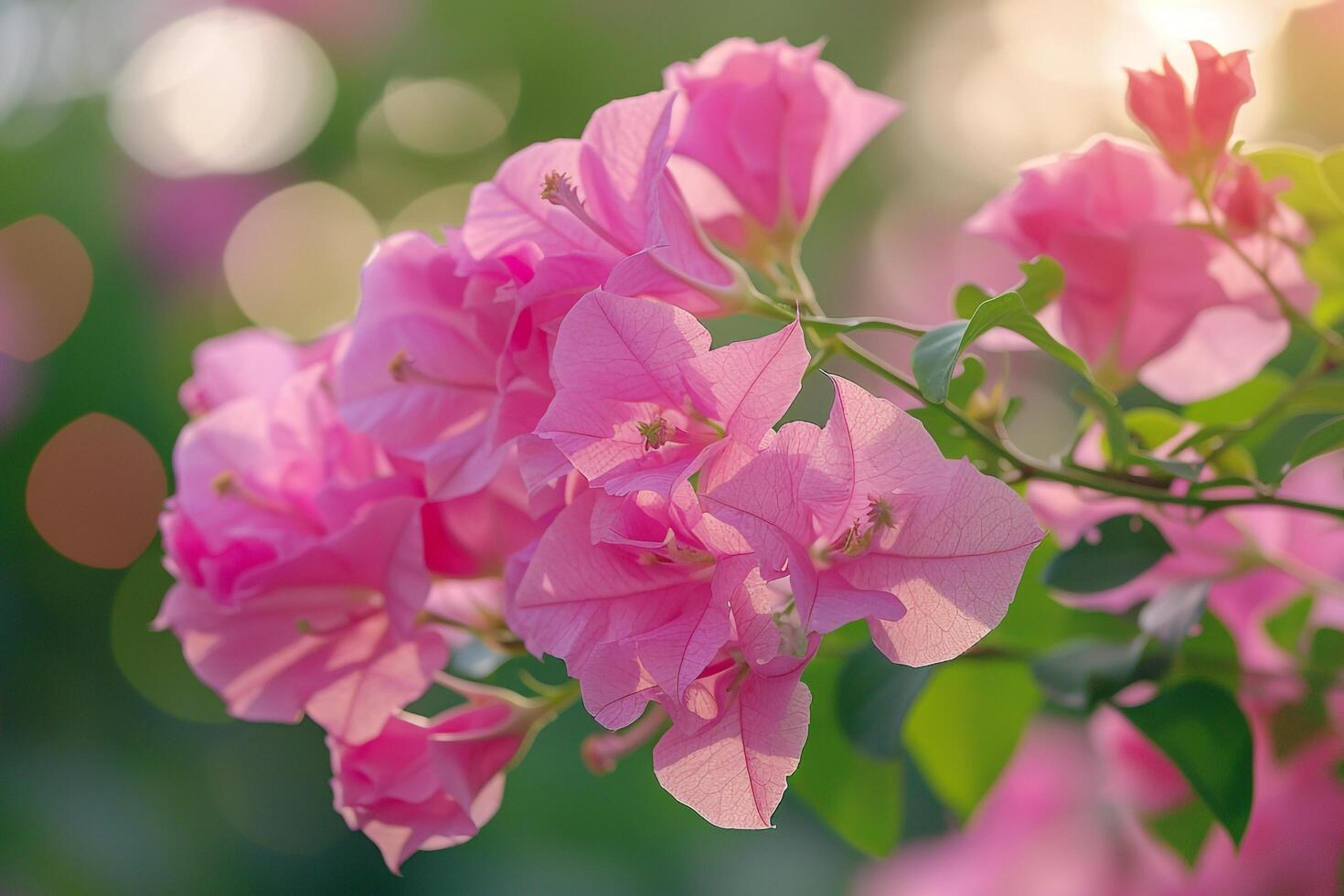 Bougainvillea Flowers in Tropical Garden Nature Background photo