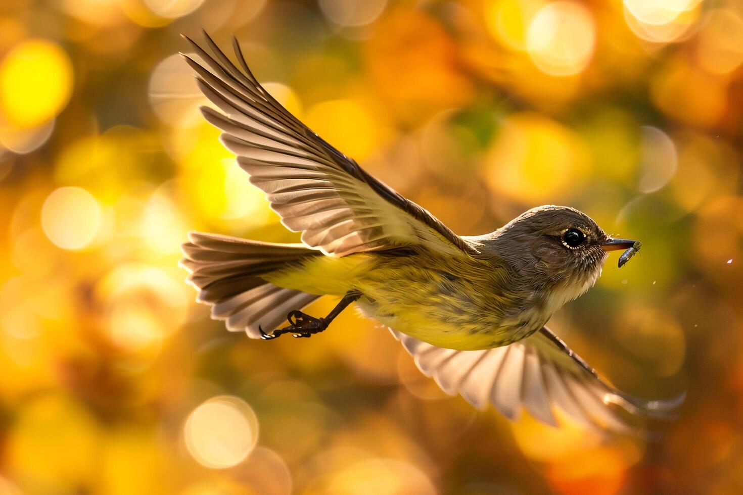 A flycatcher catching insects in midair. nature background photo