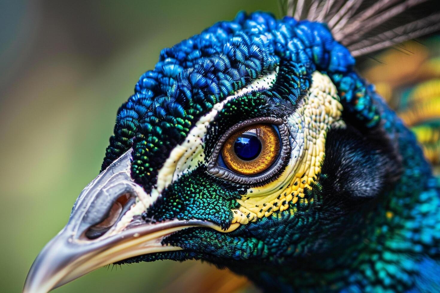 Nature Background of a Peacocks Eye. Showcasing  Colors and Intricate Feathers photo