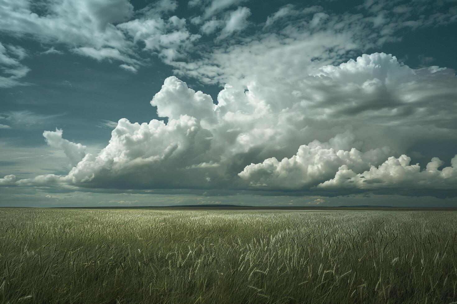 Thunderstorm Clouds Over Prairie Nature Background photo