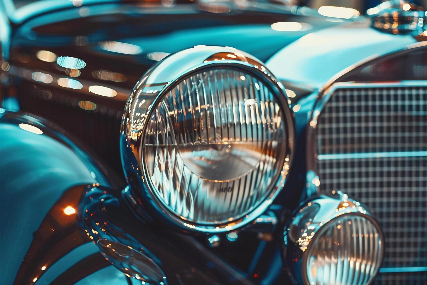 Vintage Cars Headlight. Nature Background photo