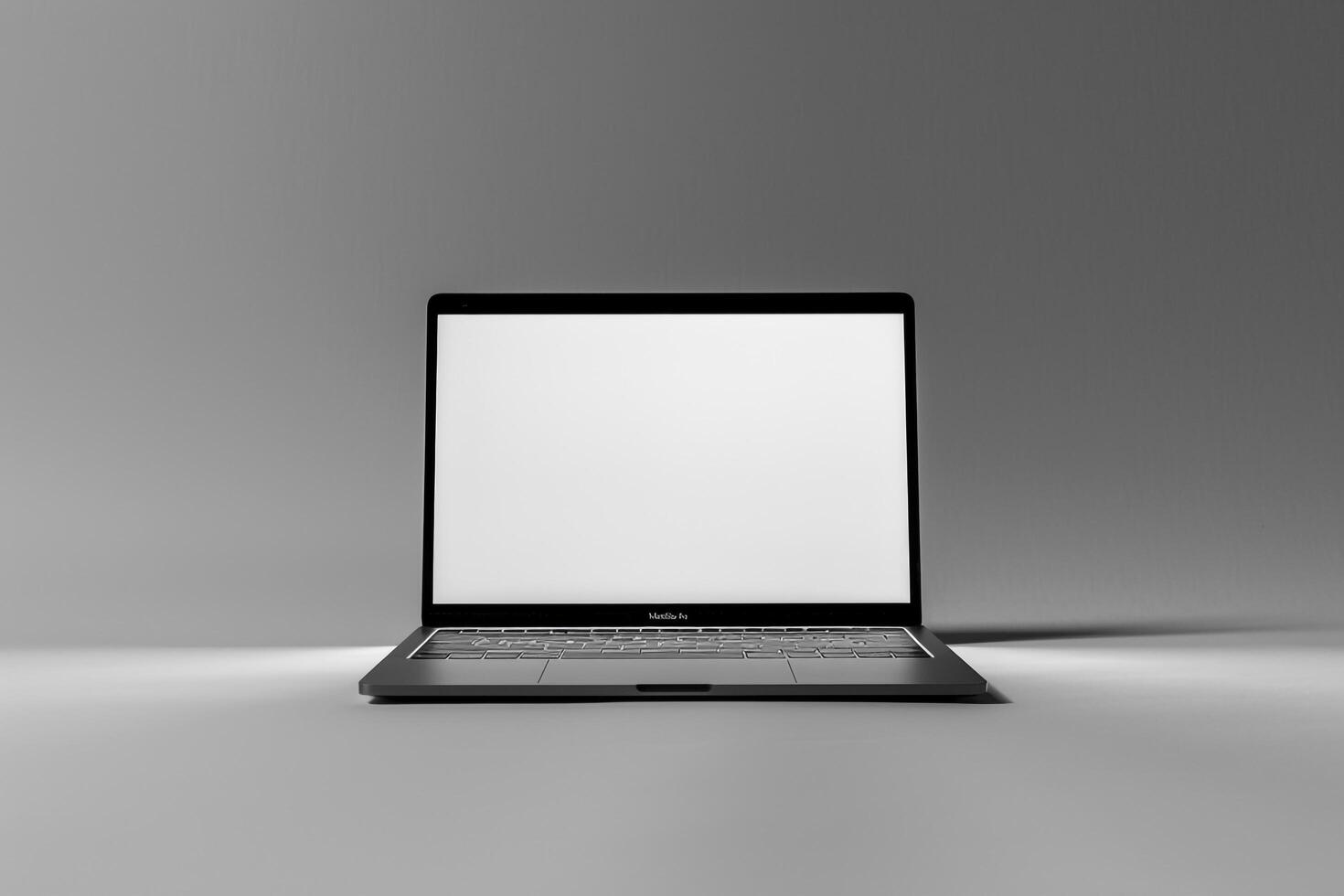 Laptop Mockup Background Featuring Laptop Alone on Desk Background photo