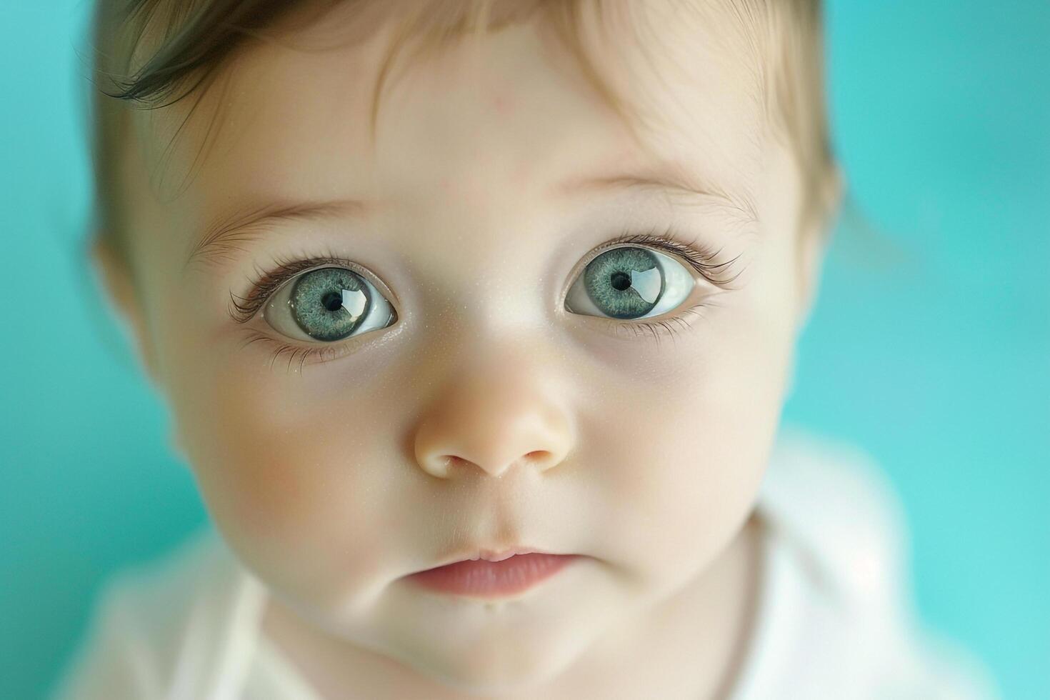 Baby with  Aqua Background in ist Portrait Style photo
