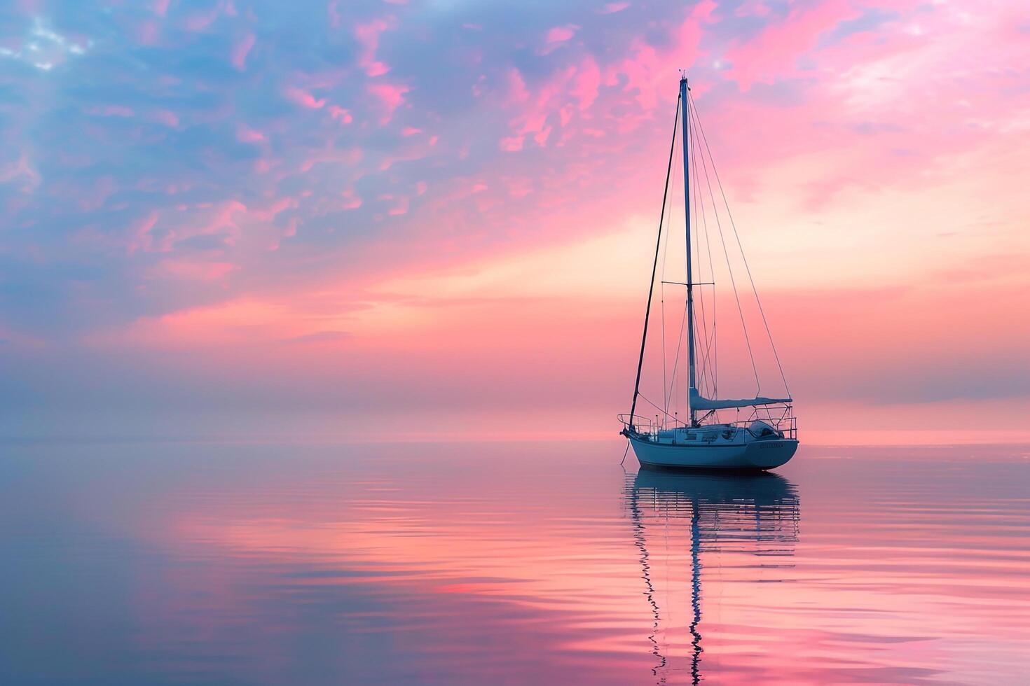 Sailing Boat Drifting Under Twilight Sky Background photo