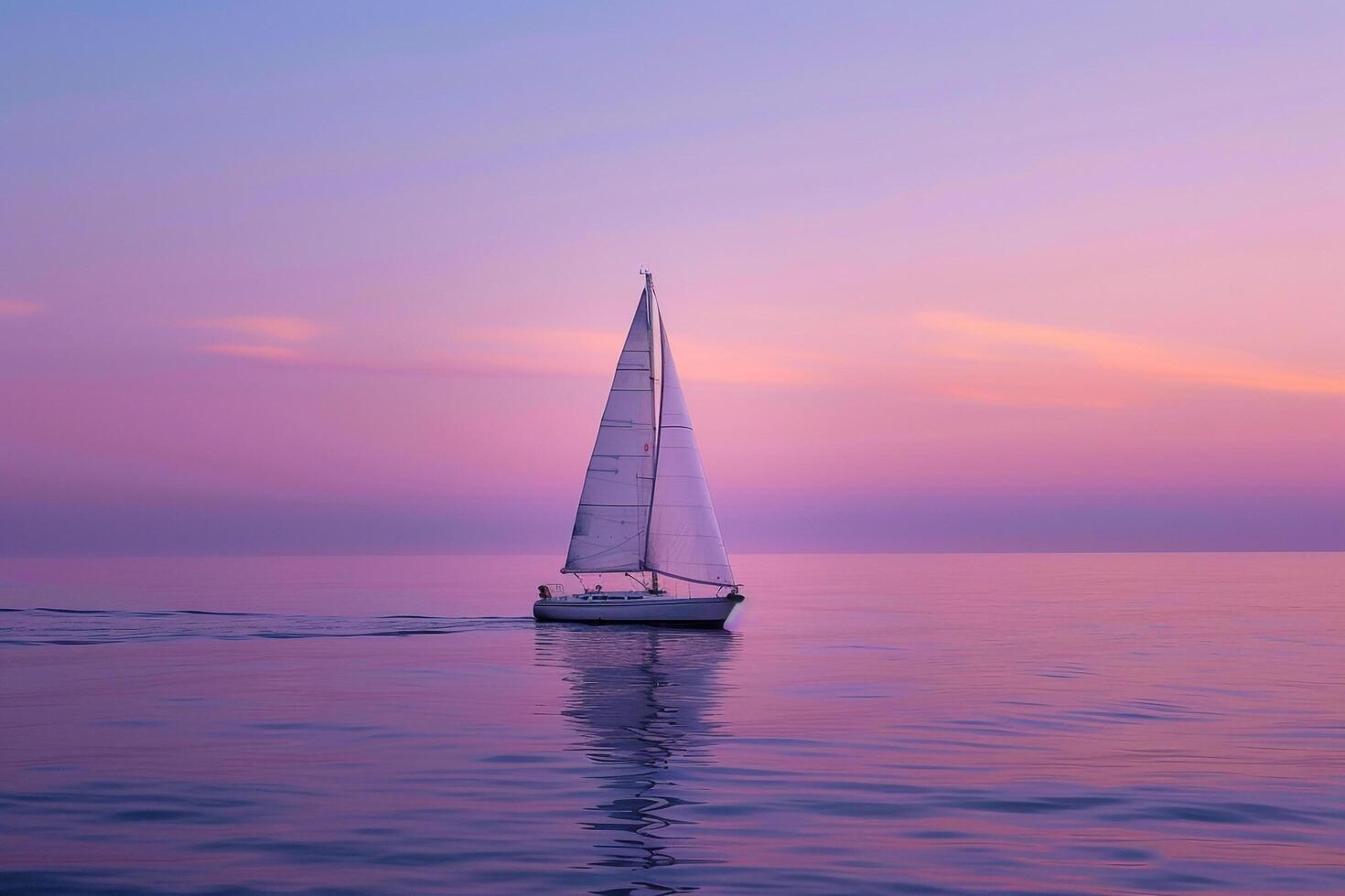 Sailing Boat Drifting Under Twilight Sky Background photo