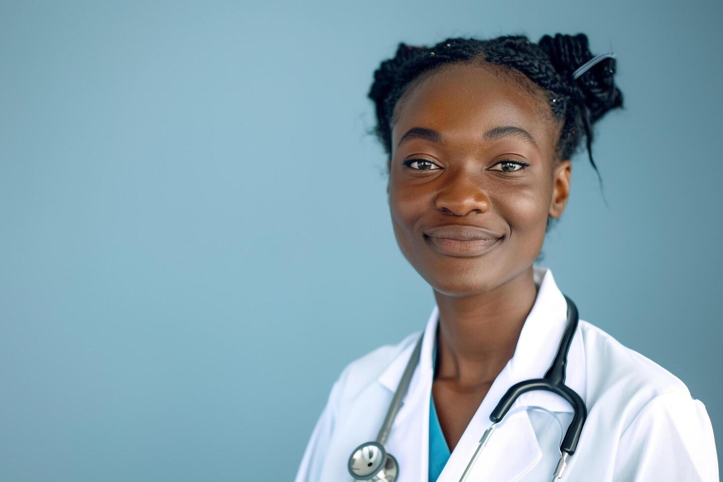 Female doctor with a warm and gentle smile showing professionalism and empathy background photo