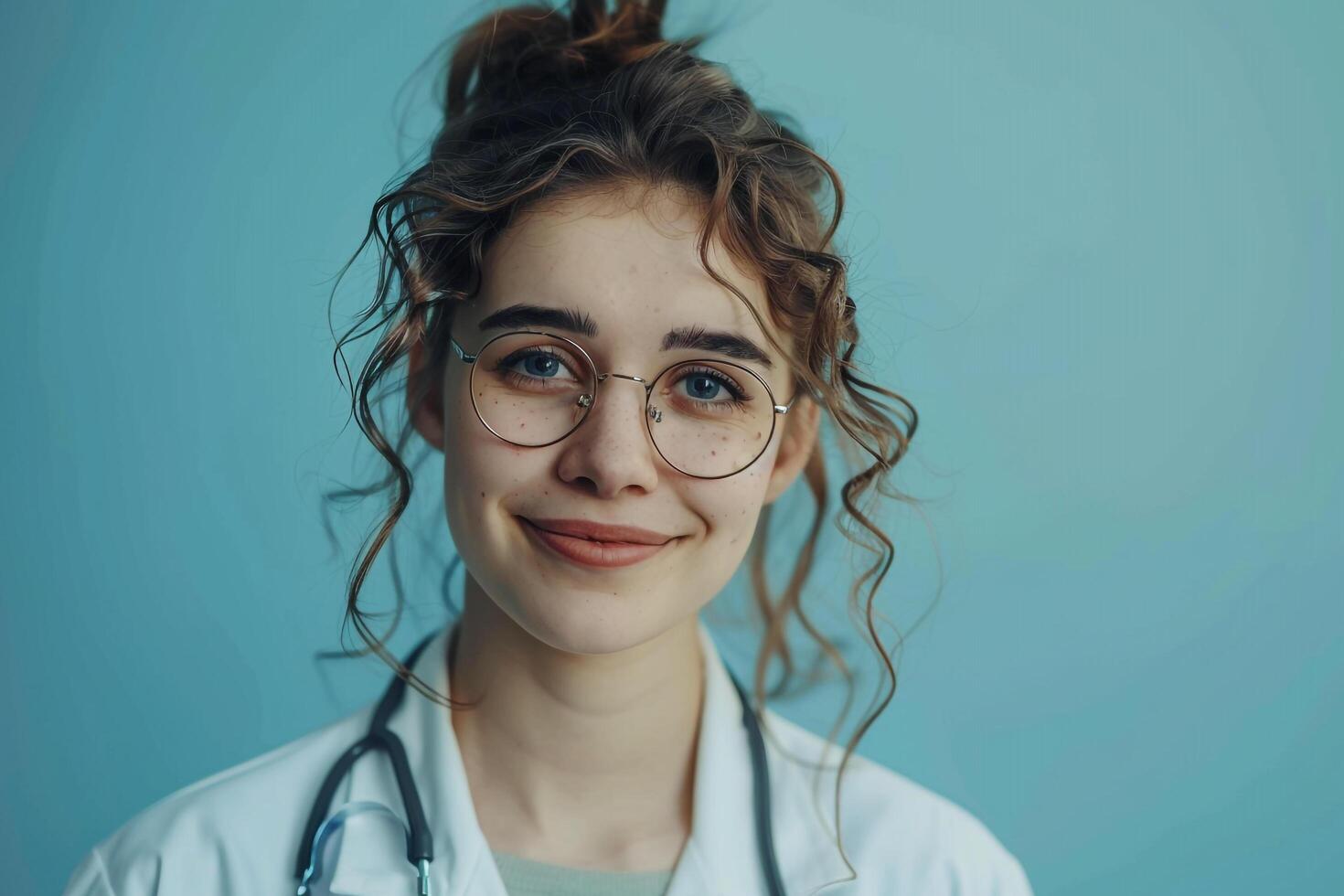 Female doctor with a soothing smile exuding warmth and professionalism background photo