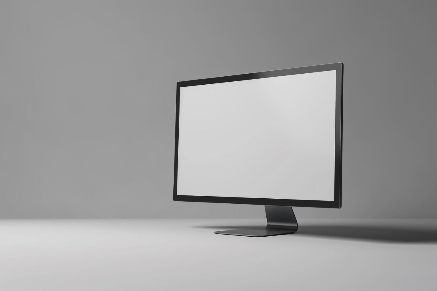 Desktop computer mockup with a  and  design ideal for tech and business presentations background photo