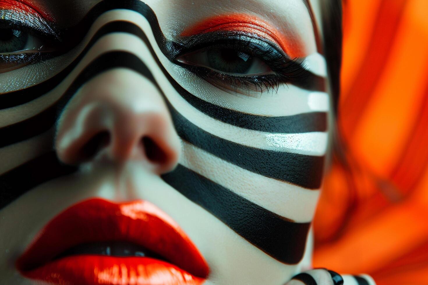 Woman with avant garde makeup highlighting innovative and b fashion choices background photo