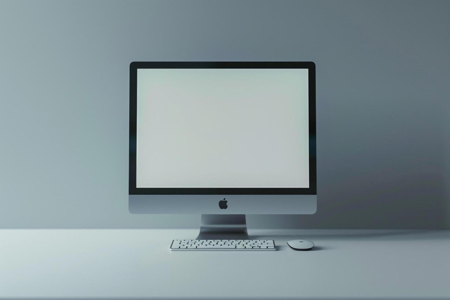Desktop computer mockup featuring a cutting edge and  design perfect for tech and business presentations background photo