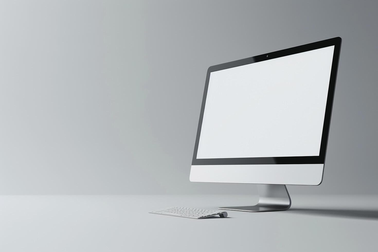 ist Desktop Computer Mockup with Neutral  Background photo
