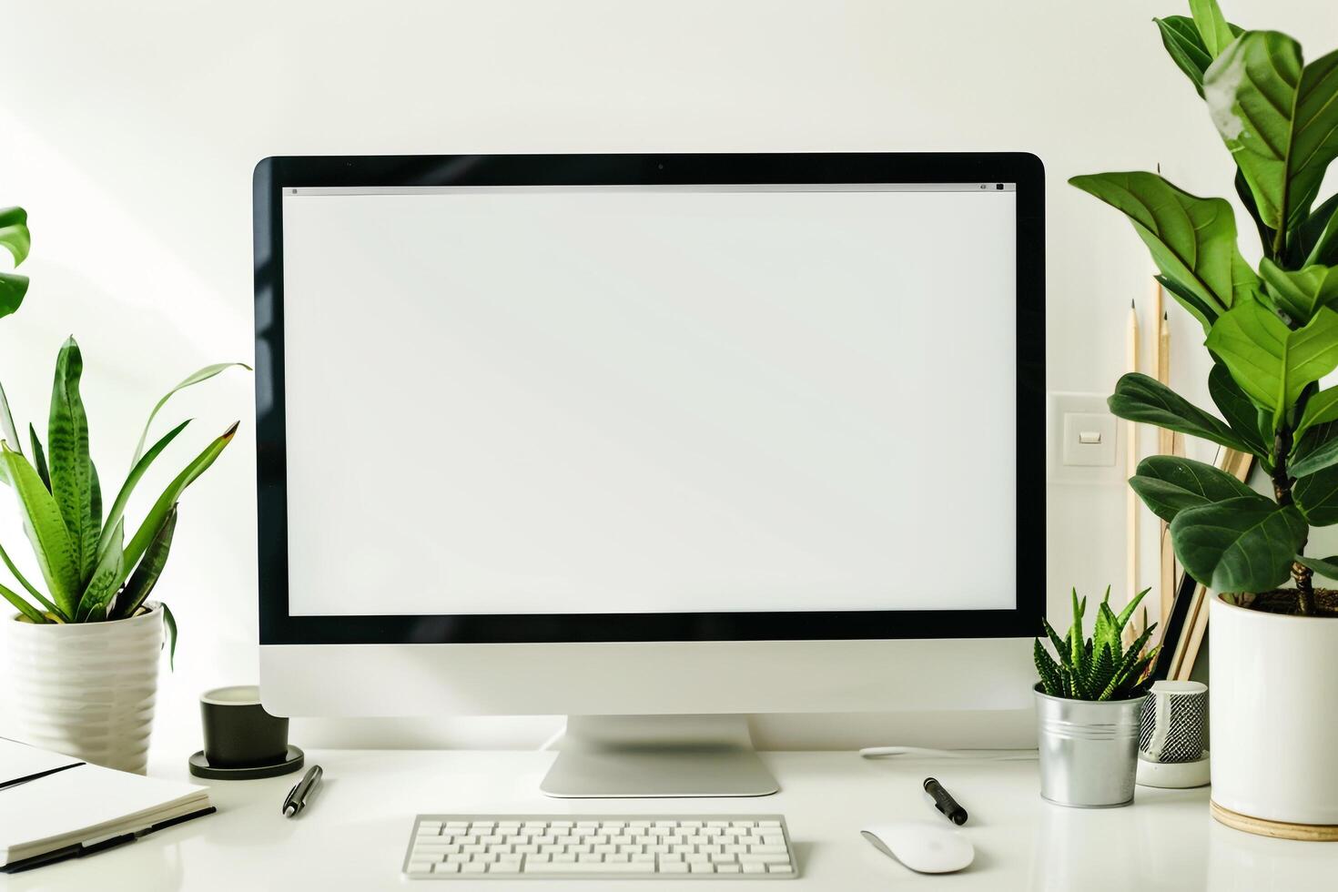 Stylish Computer Mockup with Professional  Background photo
