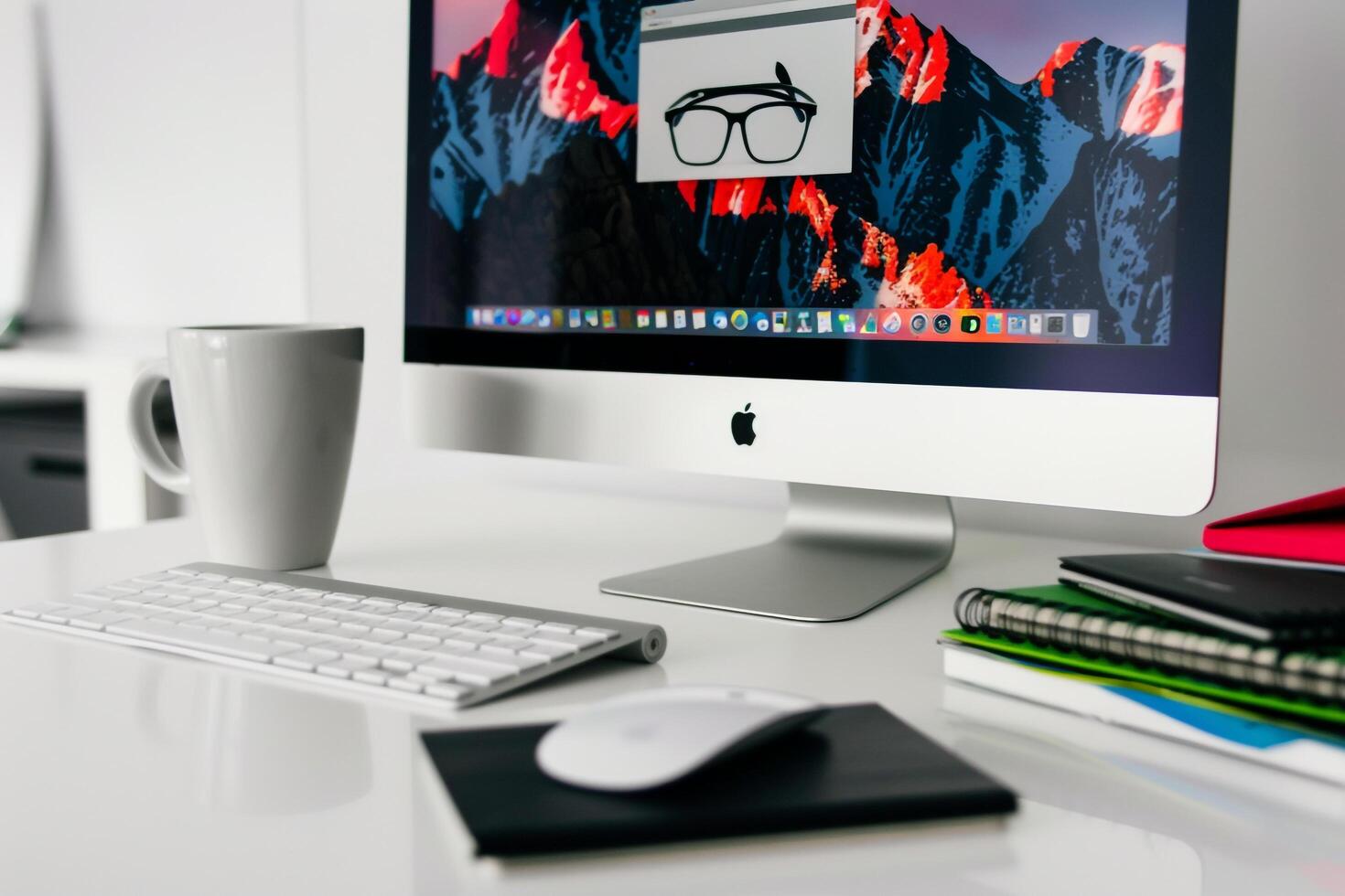 Computer Mockup with Stylish Professional Background photo