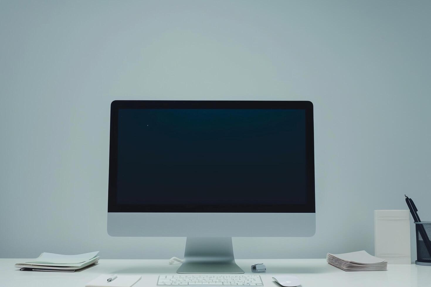 Trendy Computer Mockup with   Background photo