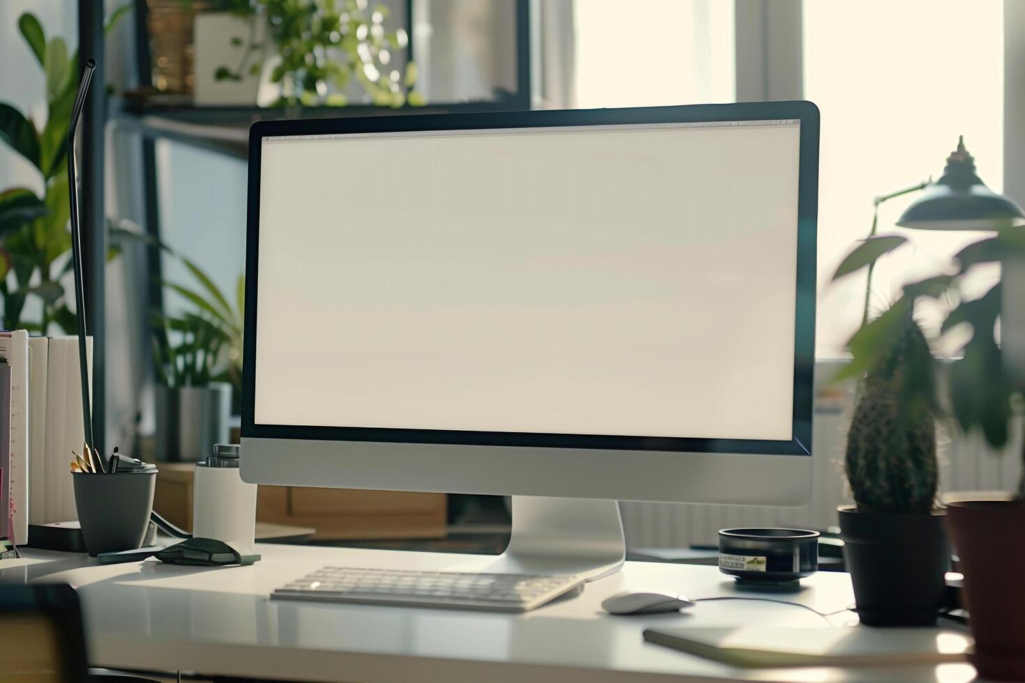 Computer Mockup with    Background photo