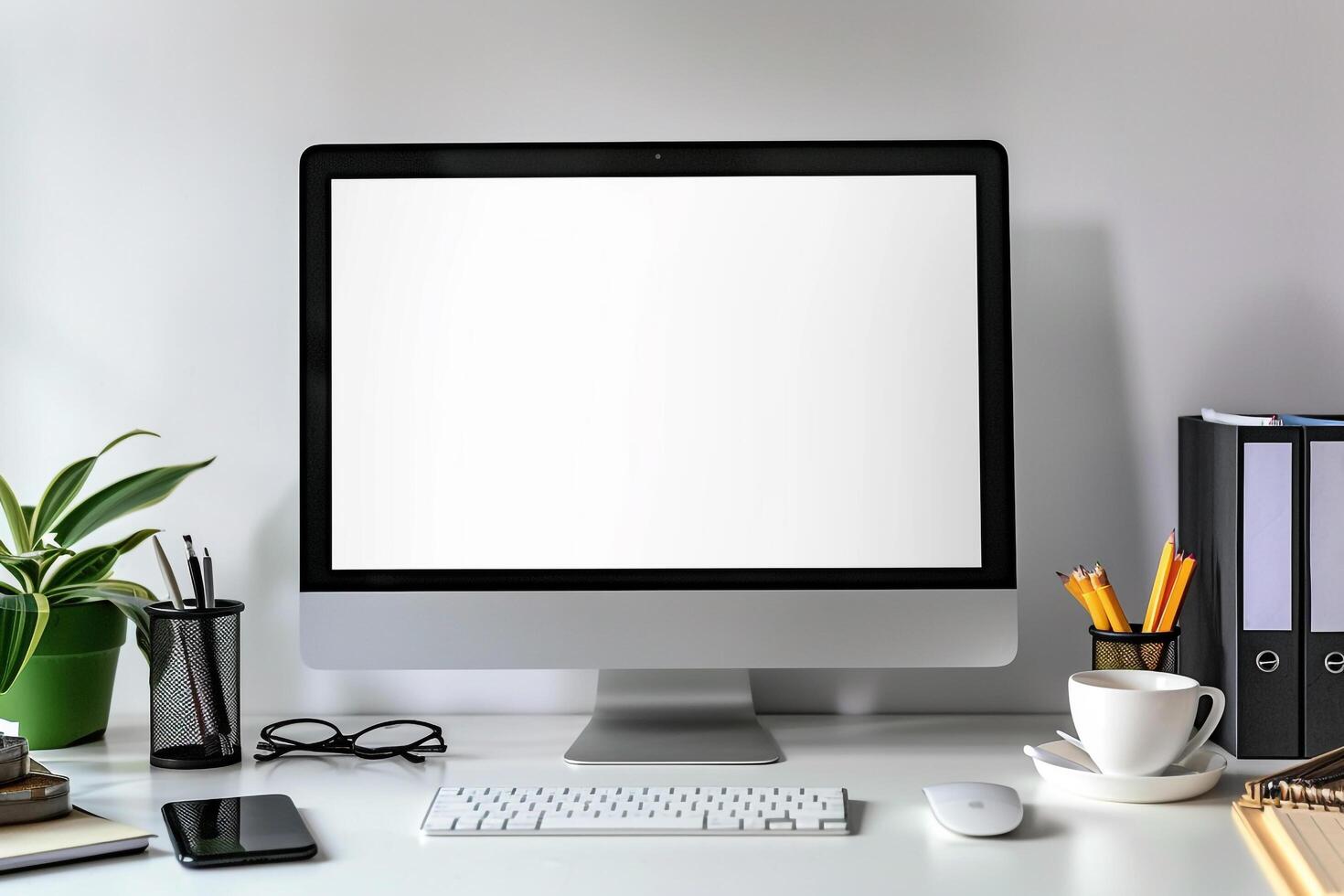Computer Mockup with    Background photo