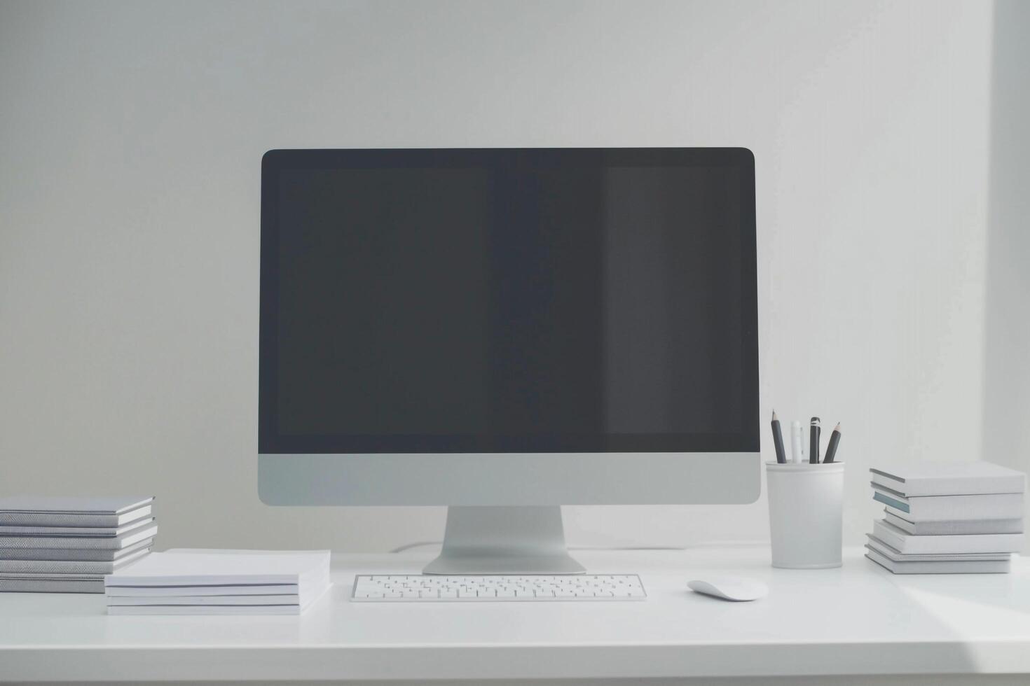 Stylish Computer Mockup with   Professional Background photo