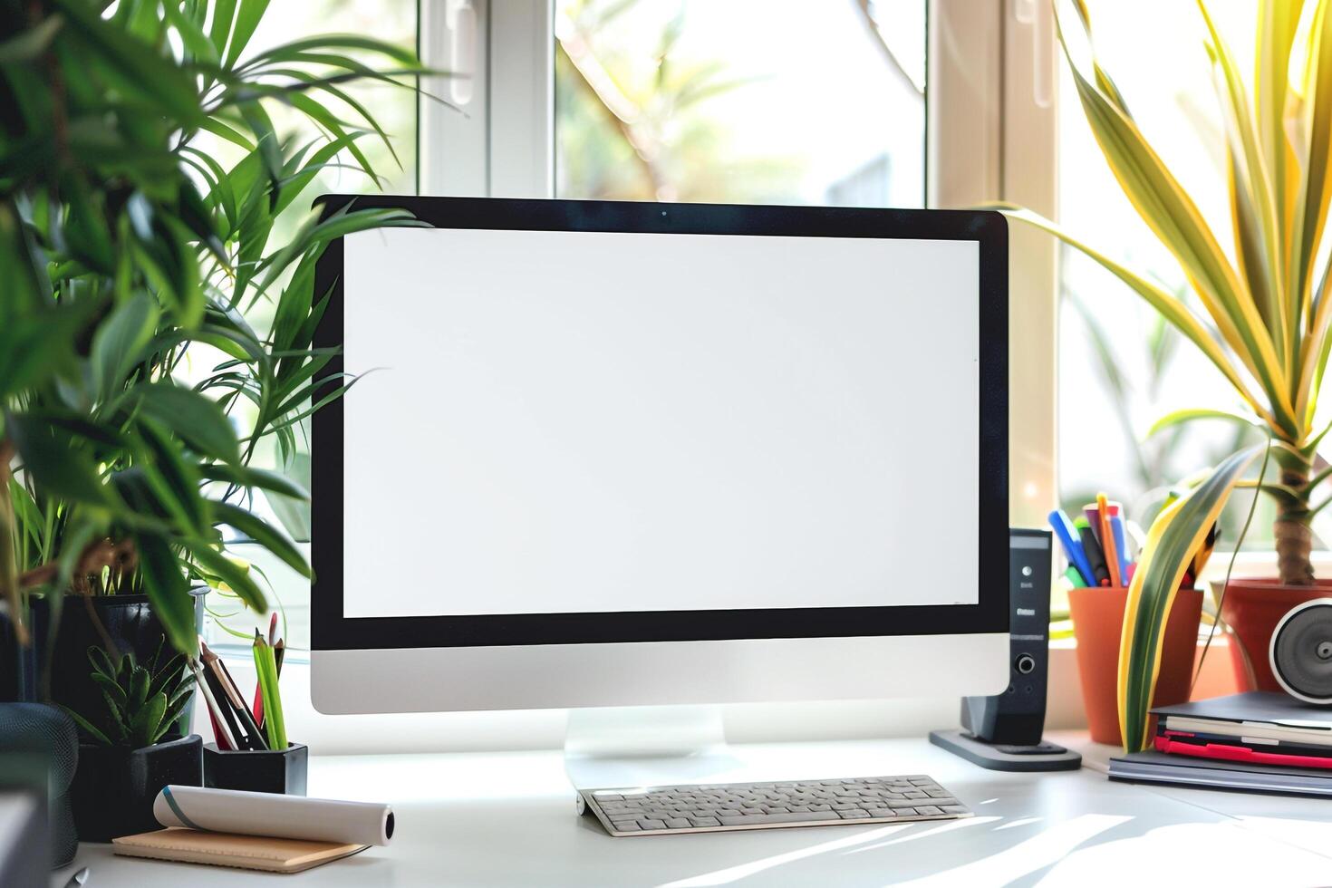 Computer Mockup with   Background photo