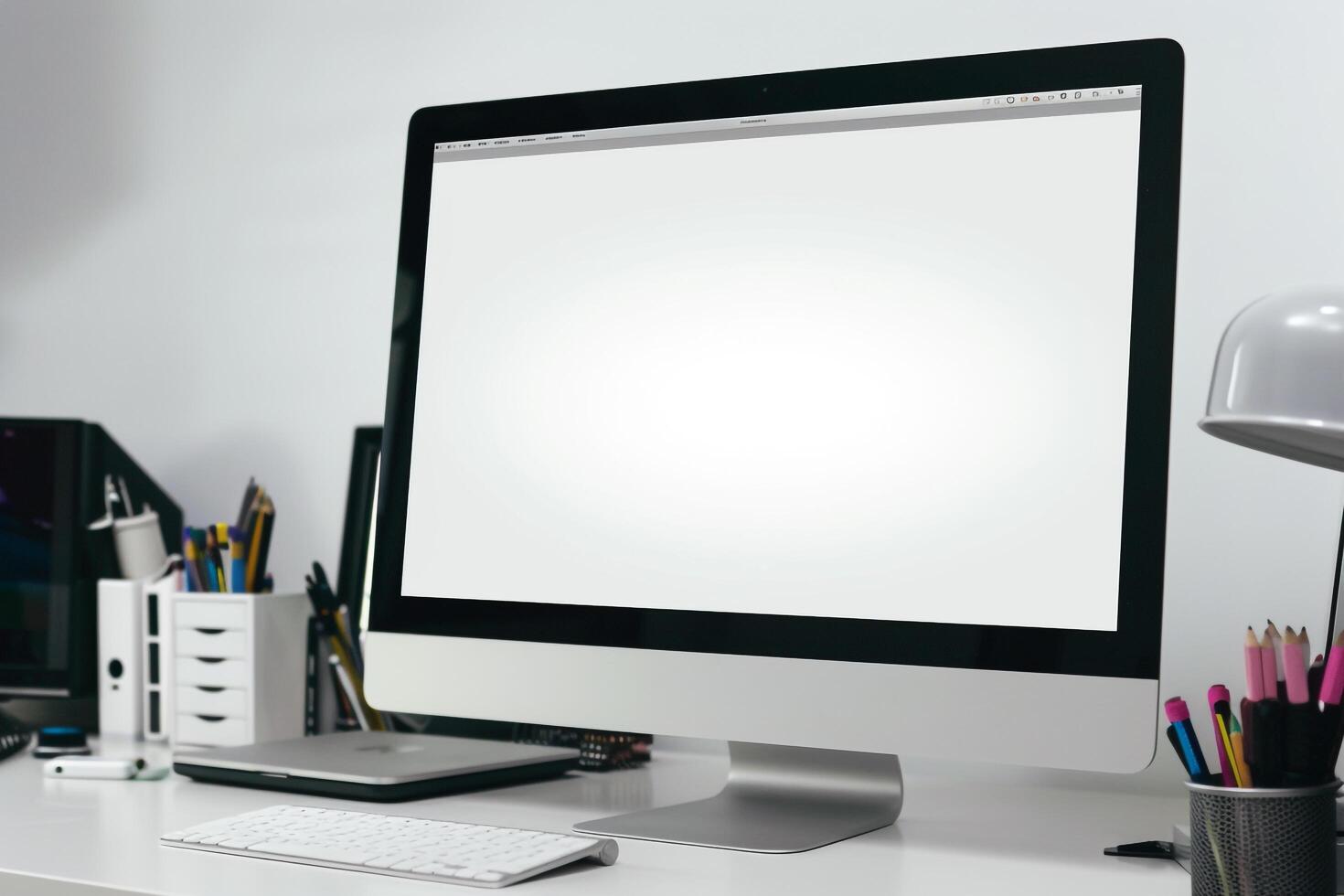 Computer Mockup with    Background photo
