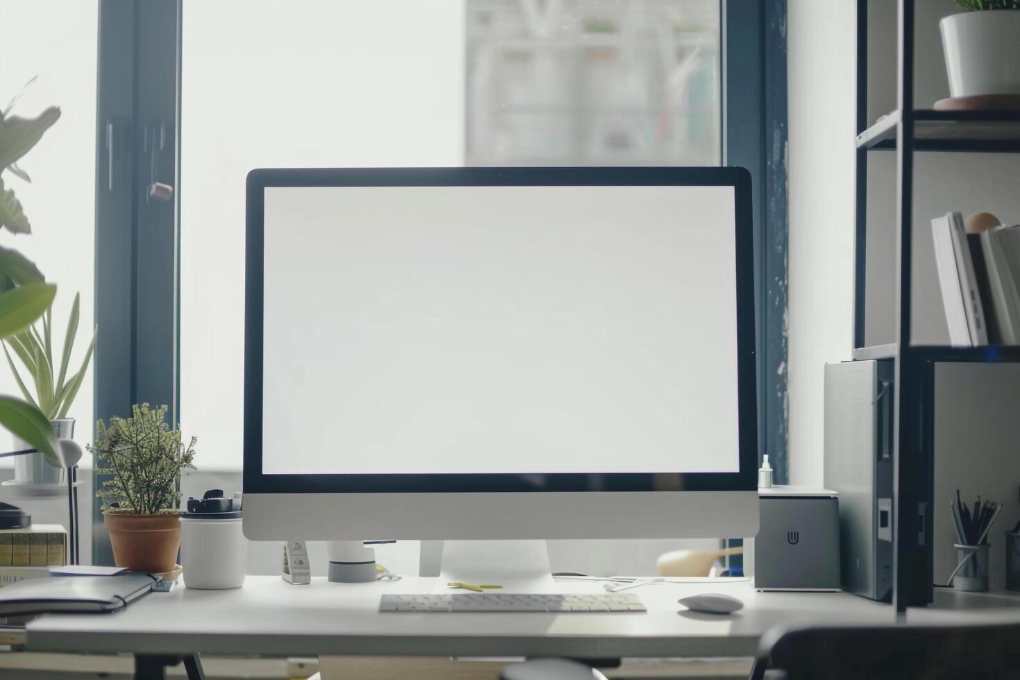 Computer Mockup with    Background photo