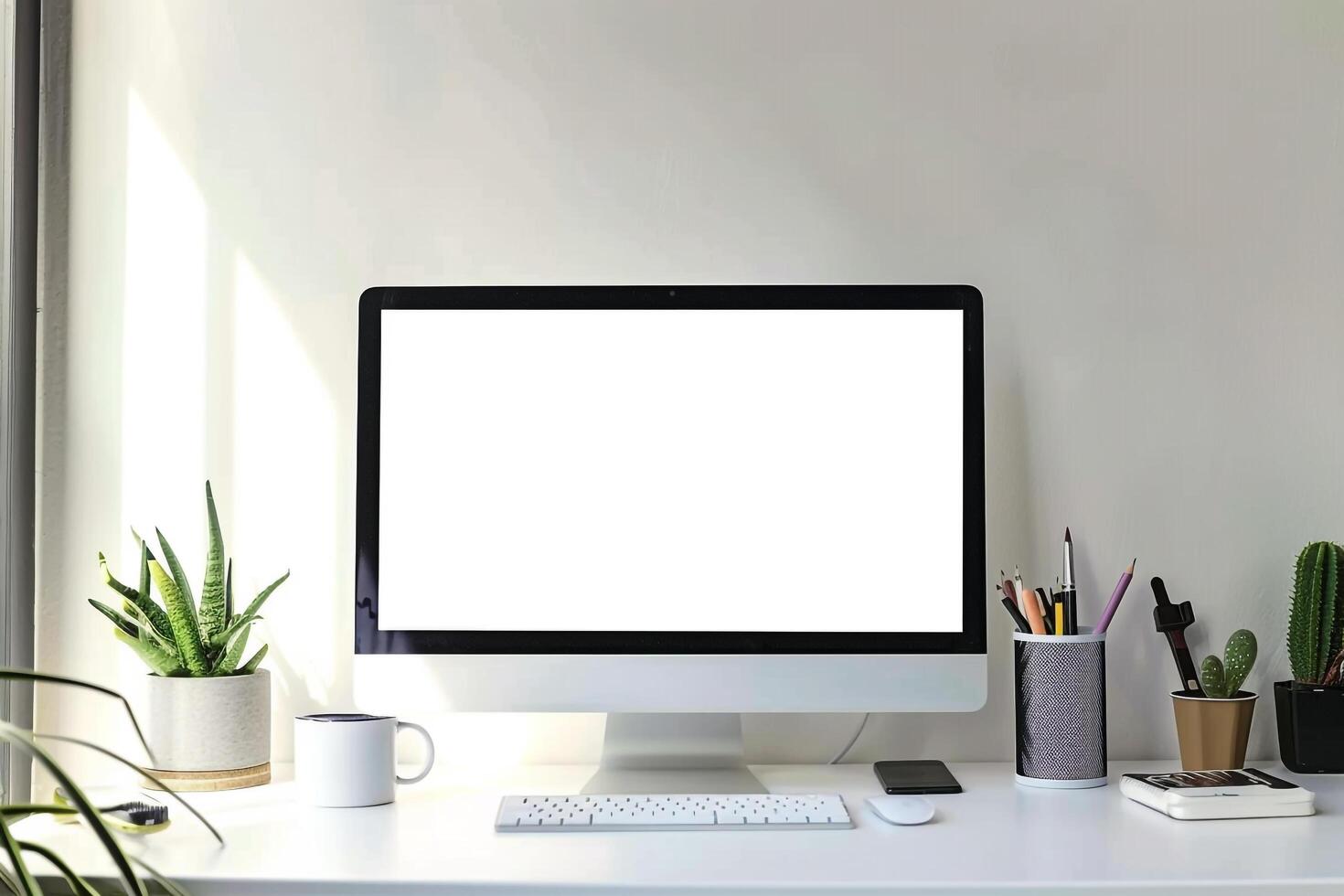 Computer Mockup with    Background photo