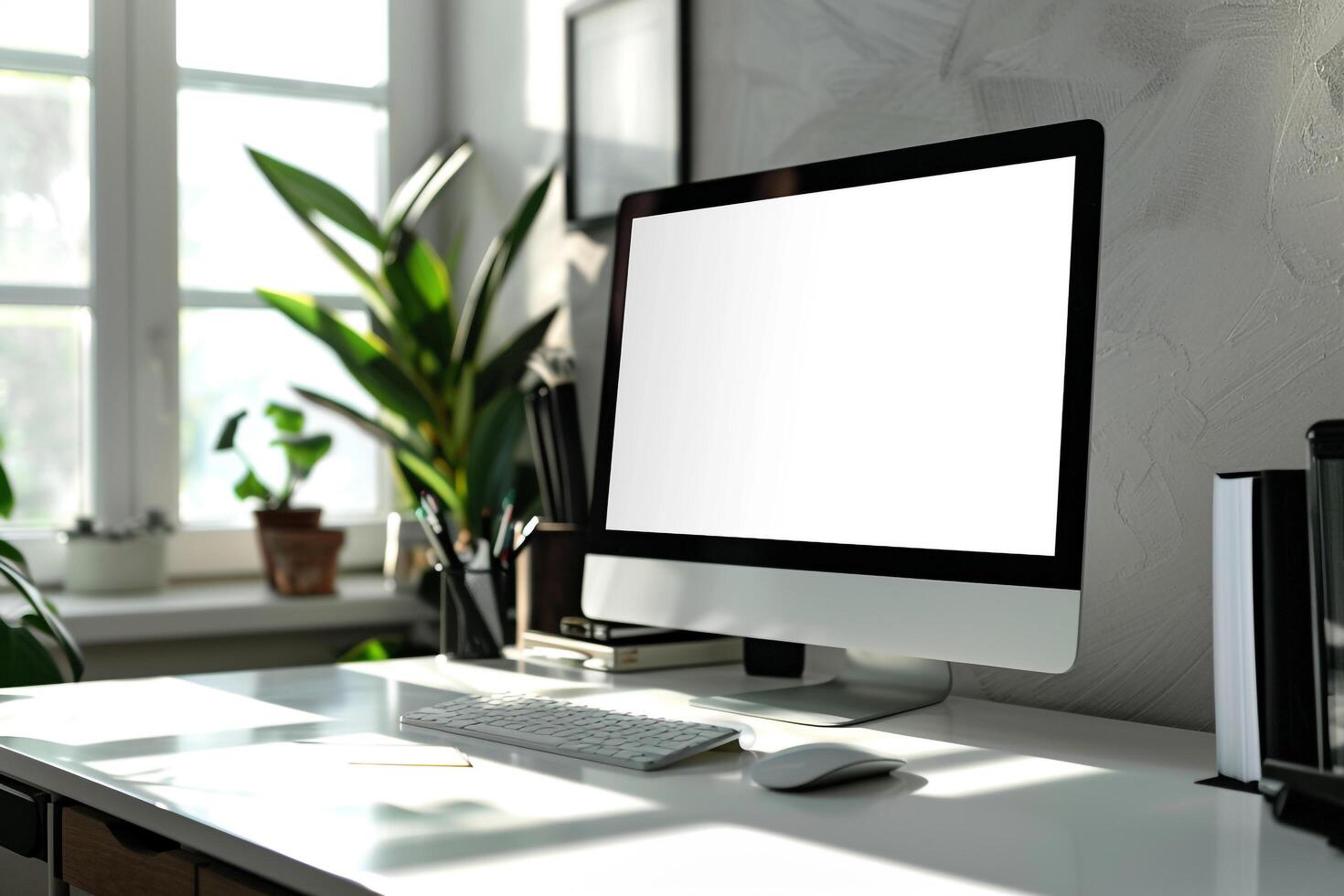 Computer Mockup with    Background photo
