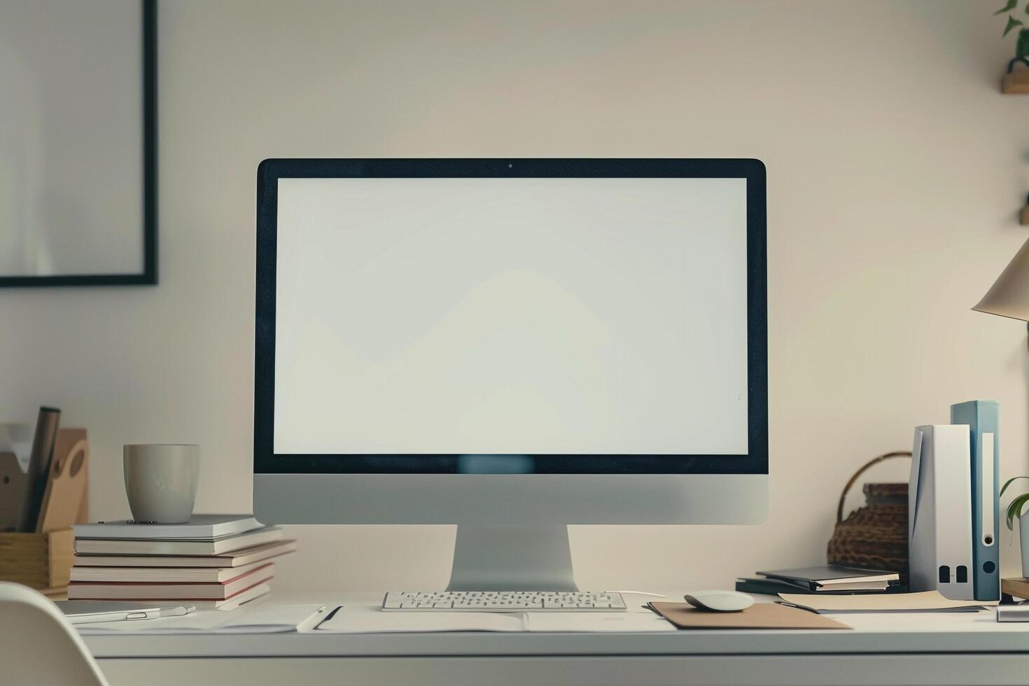 Computer Mockup with   Professional Background photo