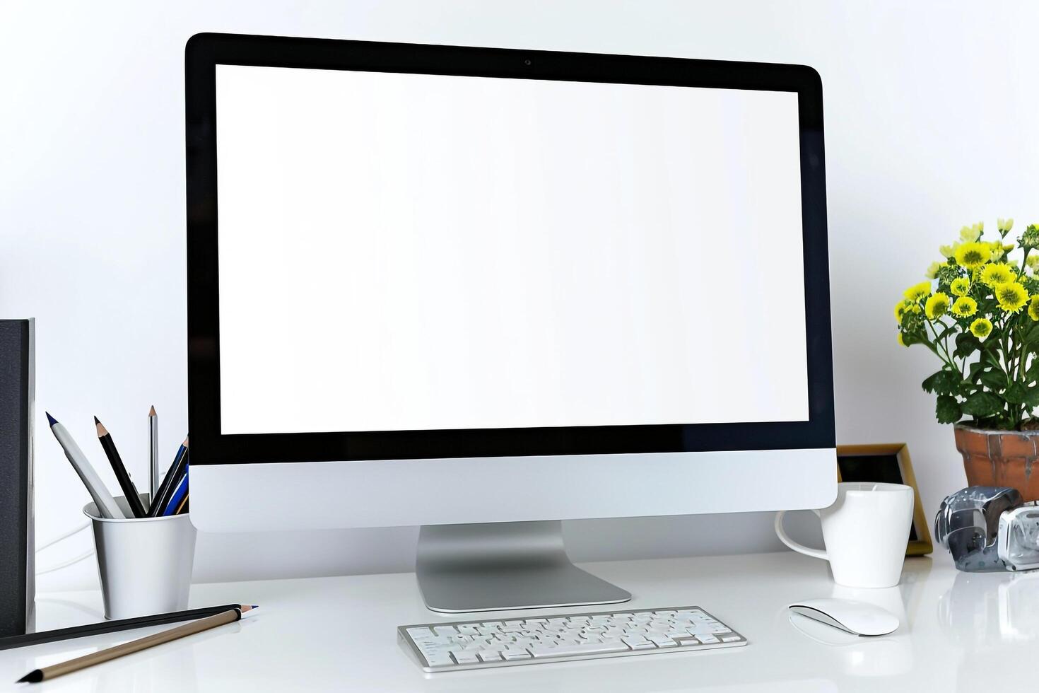 Computer Mockup with  and Professional  Background photo