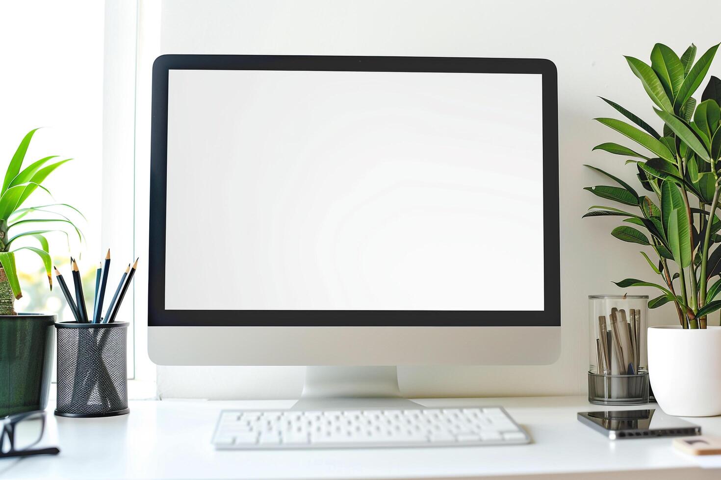 Computer Mockup with   Background photo