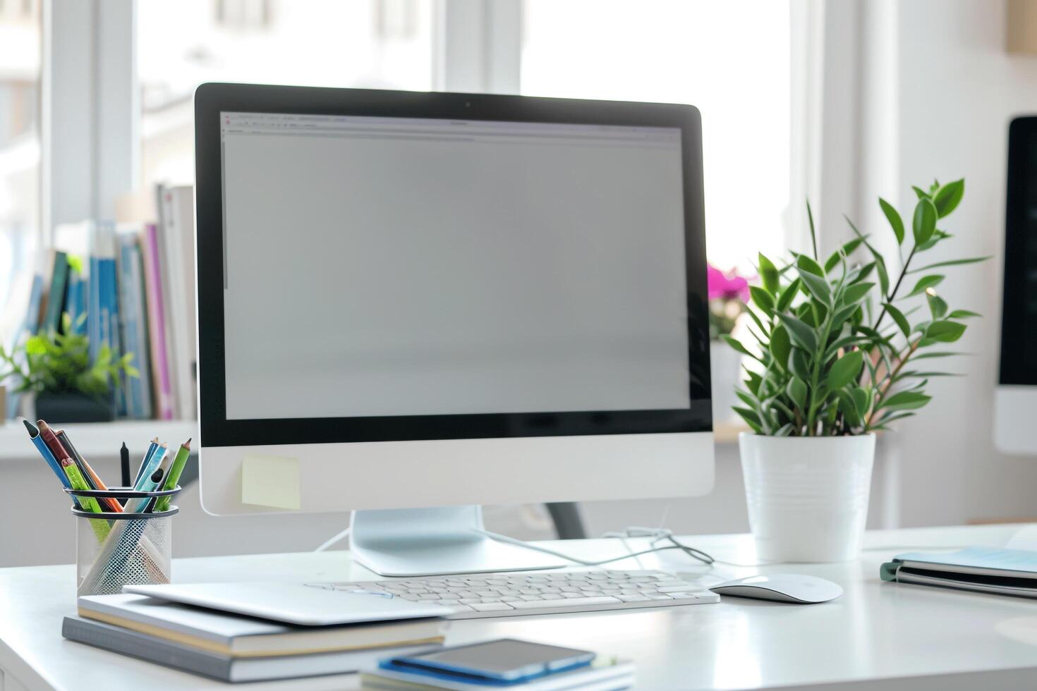 Computer Mockup with   Background photo