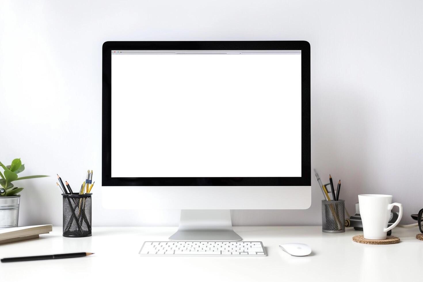 Computer Mockup with Stylish Background photo