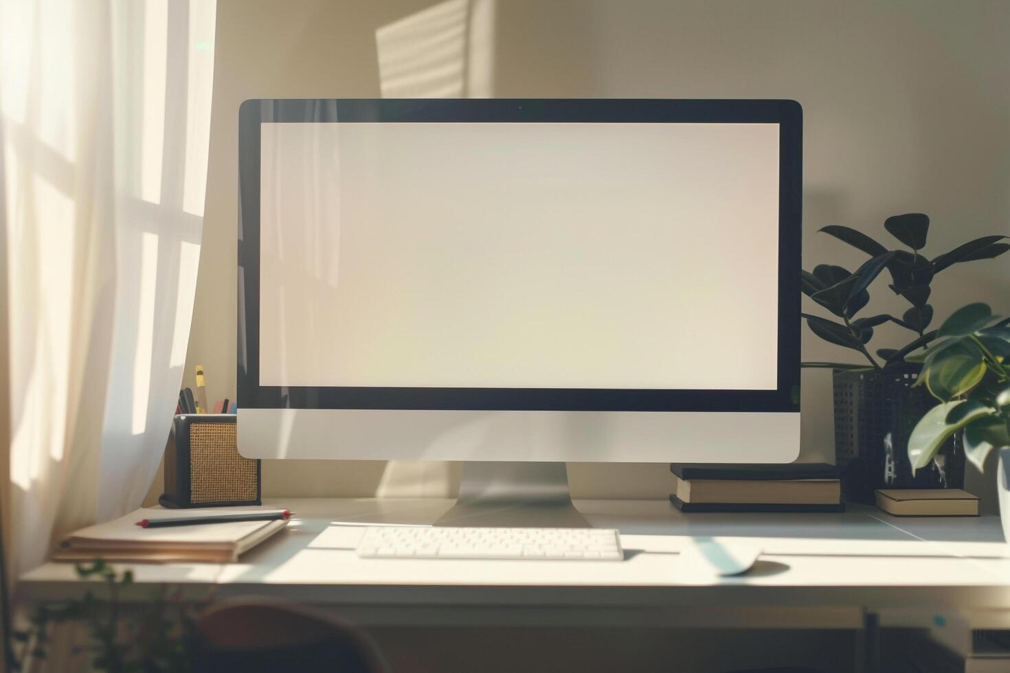 Stylish and  Computer Mockup with  and  Background for Professional Use photo