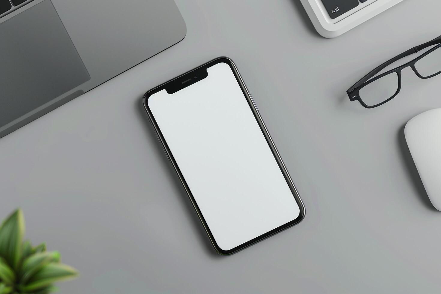 Smartphone on Office Desk Surrounded by Business Accessories Background photo