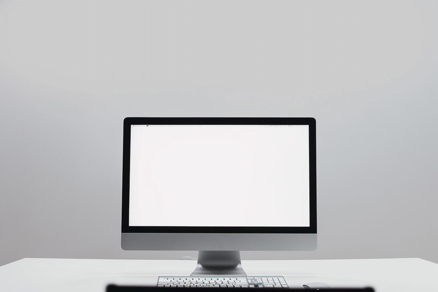 Stylish Desktop Computer Mockup on  Surface Background photo