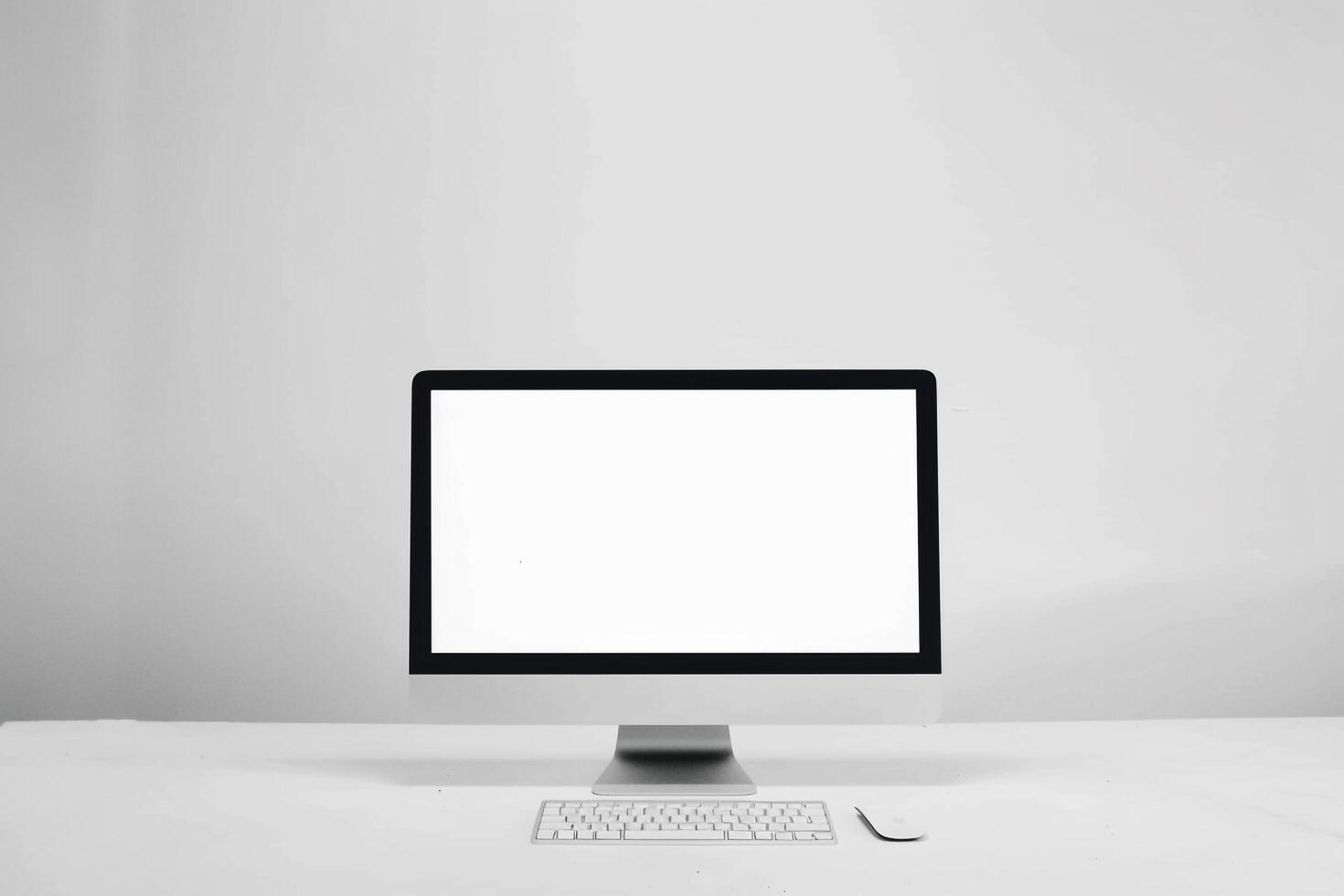 High Tech Desktop Computer Mockup with  Background photo