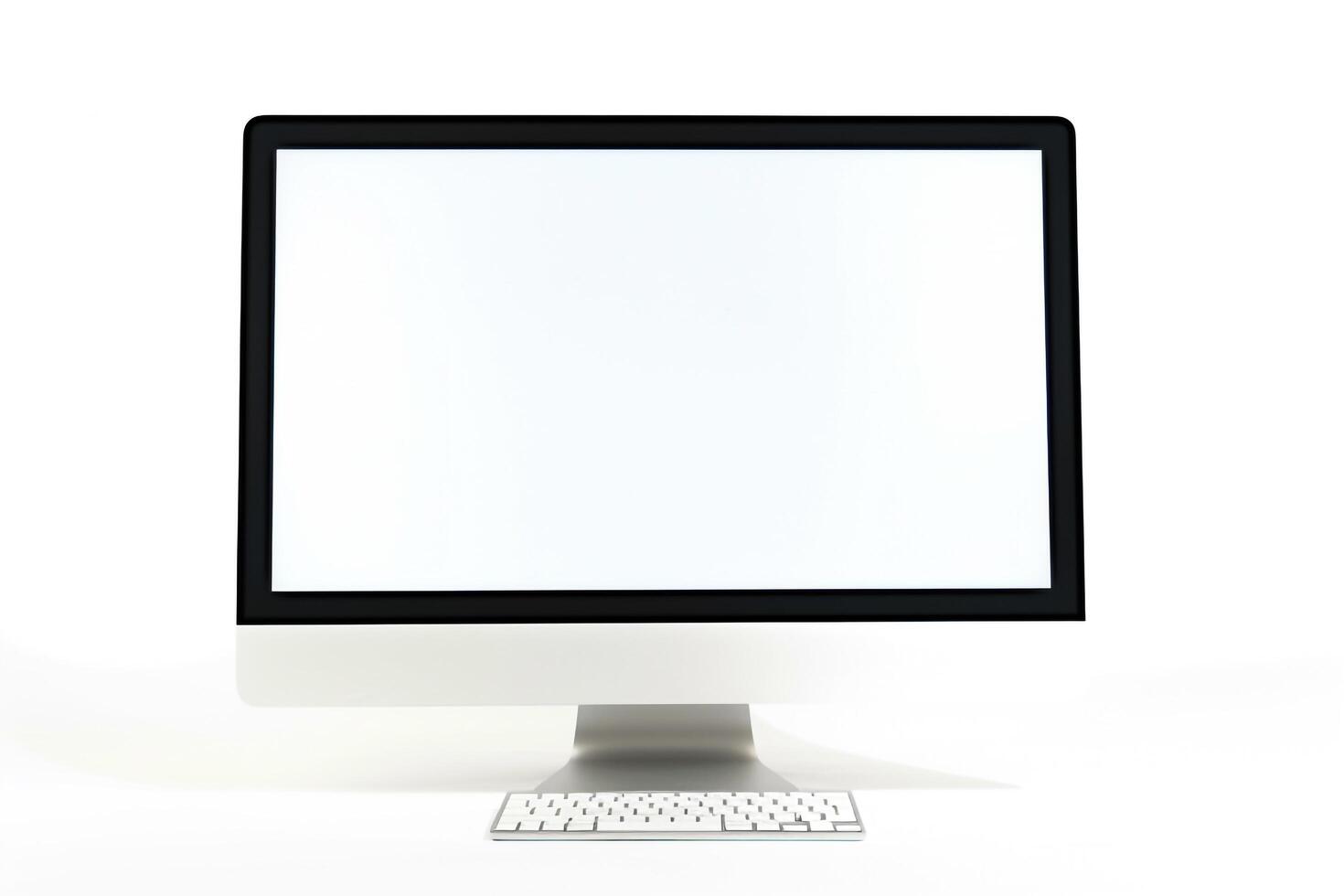 Professional Desktop Computer Mockup with  Office Background photo