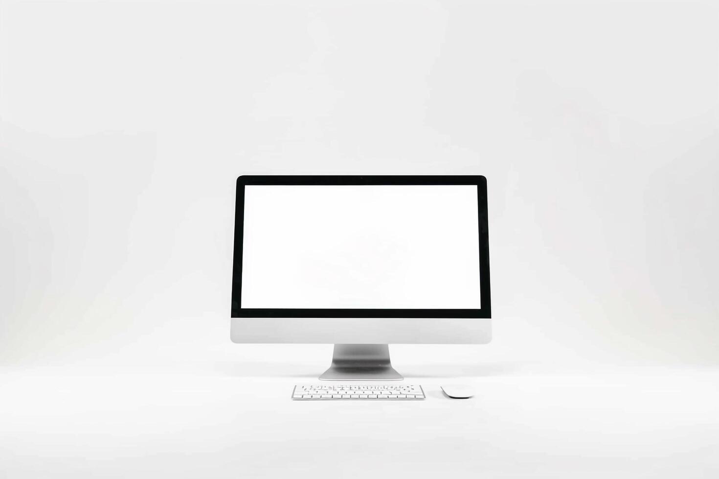 Desktop Computer Mockup with  Design Background photo