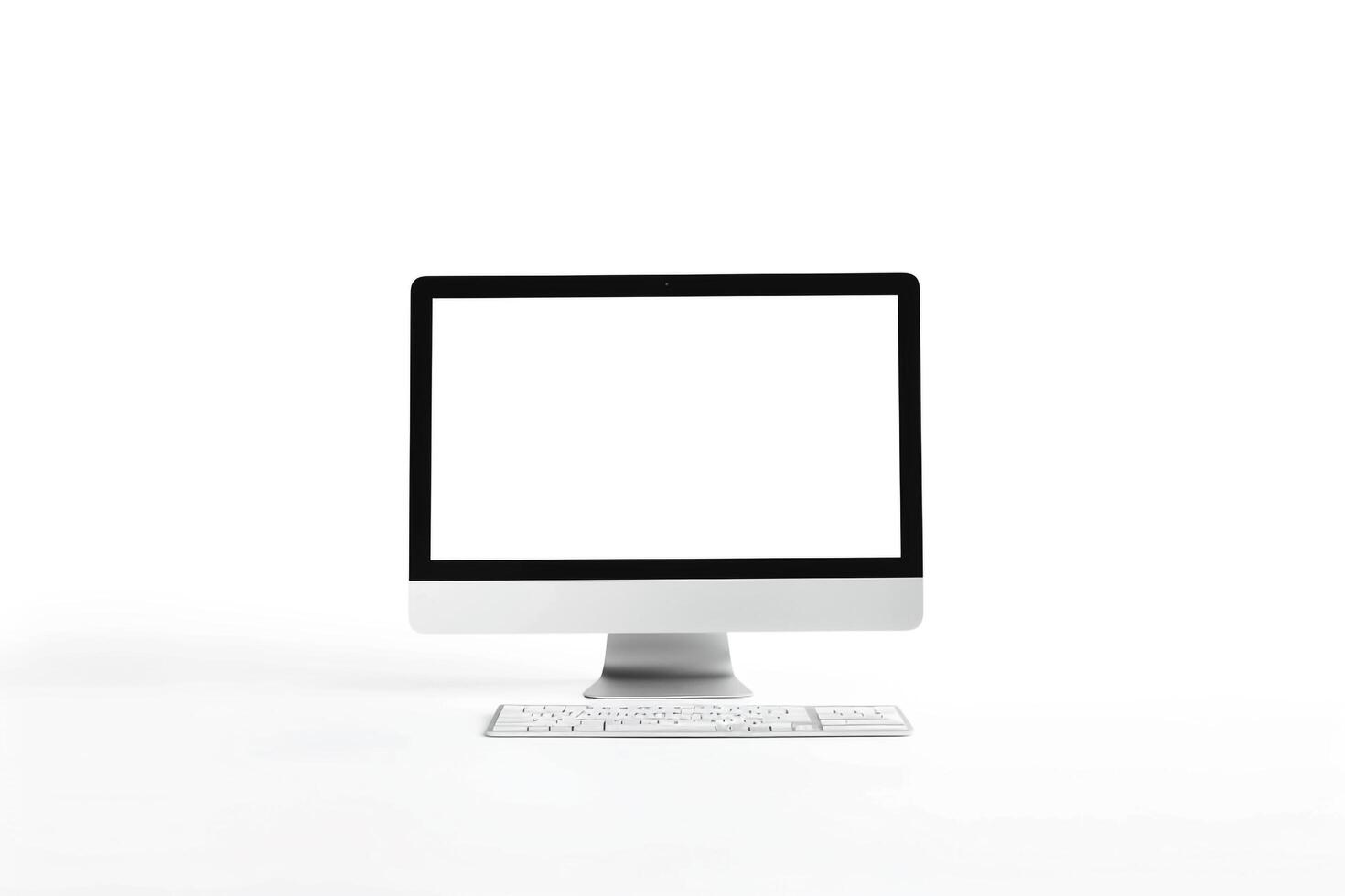 Desktop Computer Mockup on Smooth Surface Background photo
