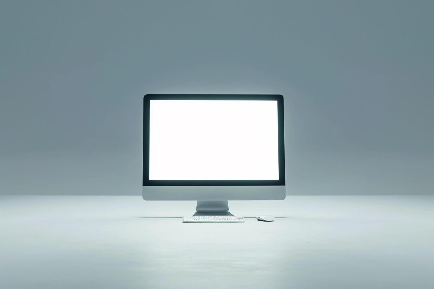 Professional Desktop Computer Mockup with High Tech  Background photo