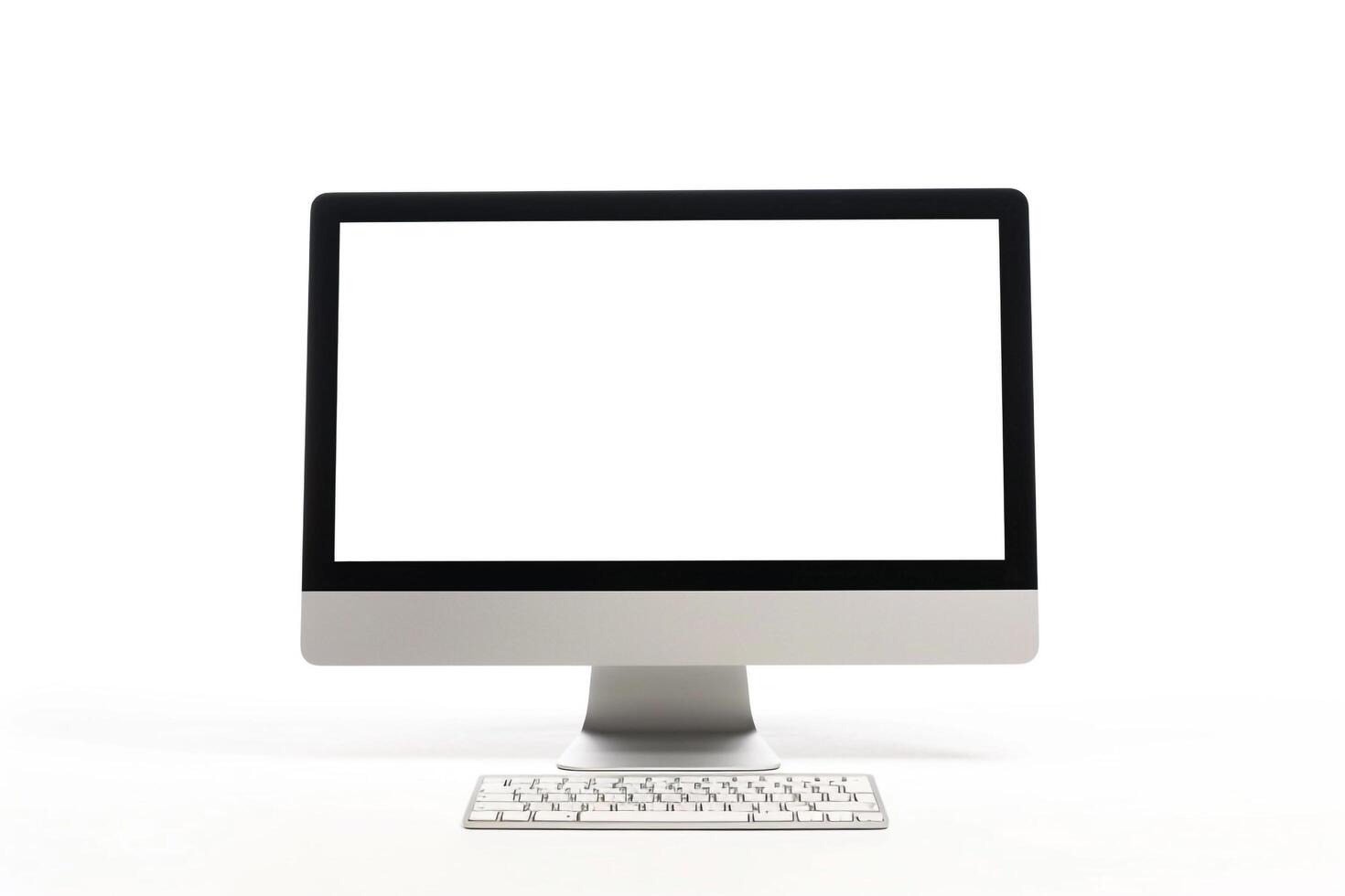 Desktop Computer Mockup with High Tech Background photo