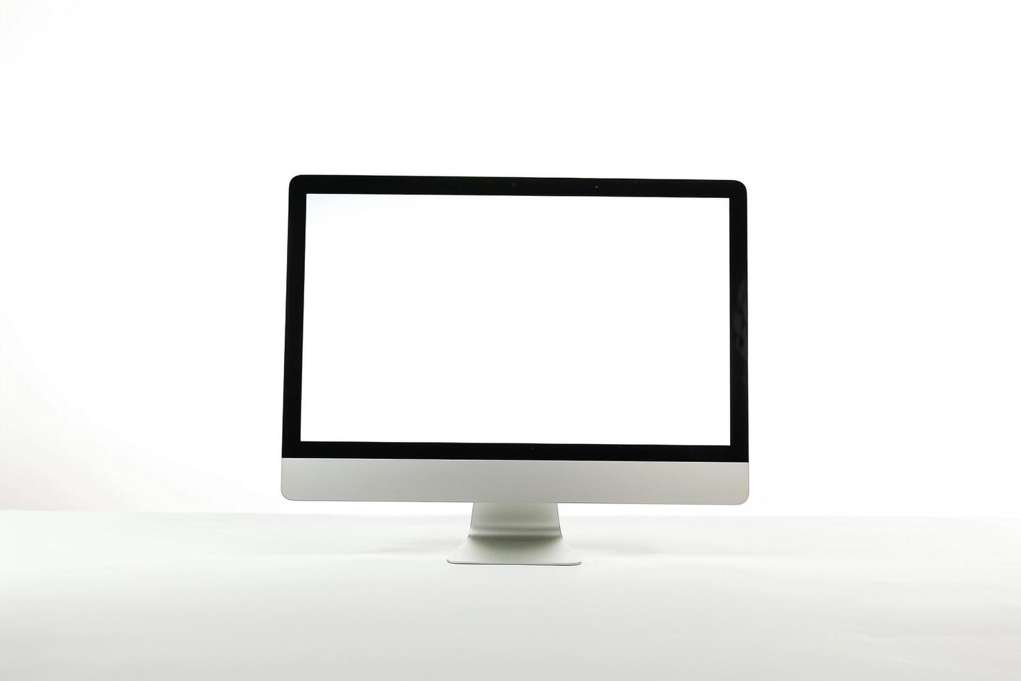 Desktop Computer Mockup with Stylish Tech Background photo